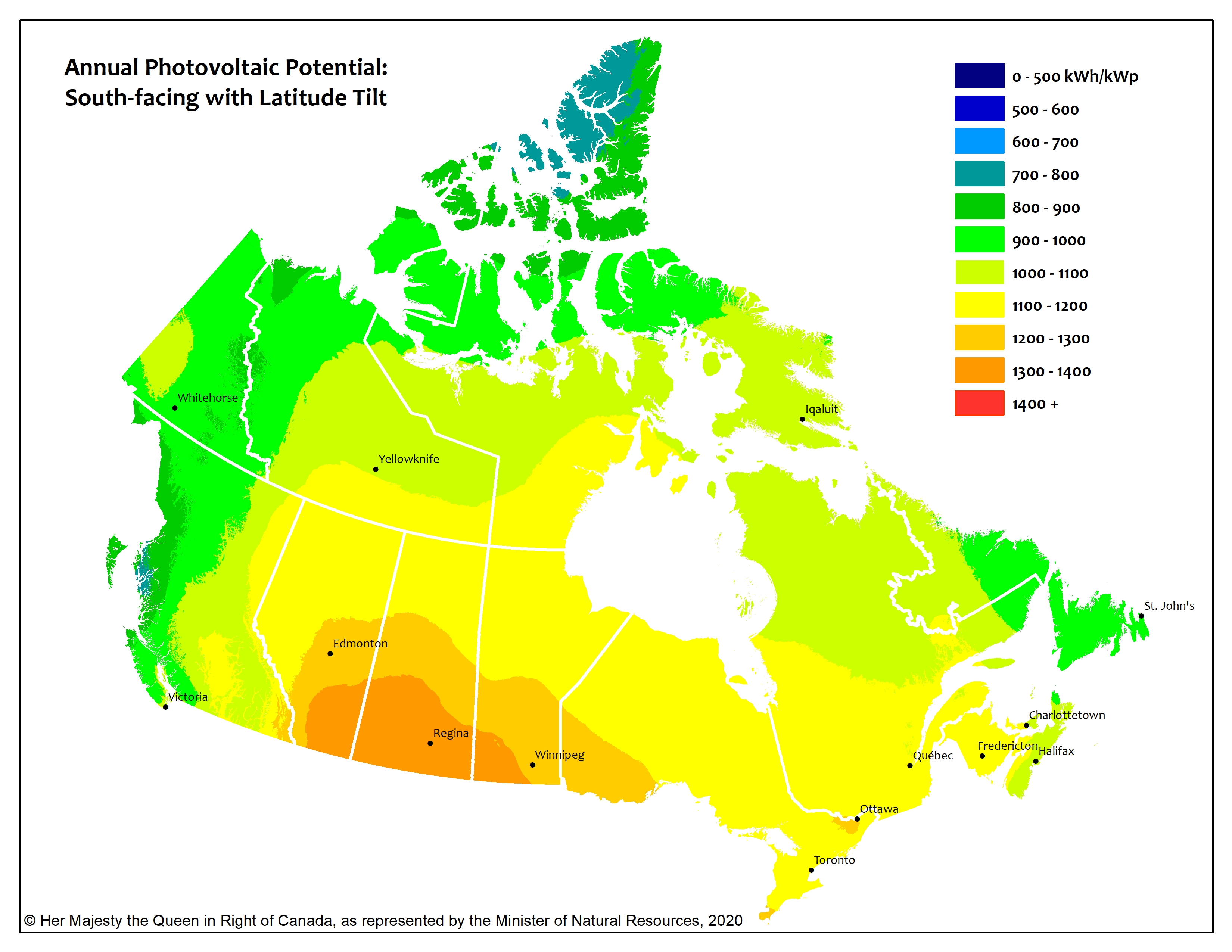 Photovoltaic potential and solar resource map of Canada